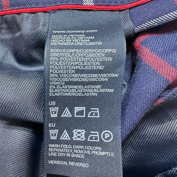 Tommy Hilfiger Womens Plaid Cropped Pants Navy Red White Size 18 - Picture 6 of 7